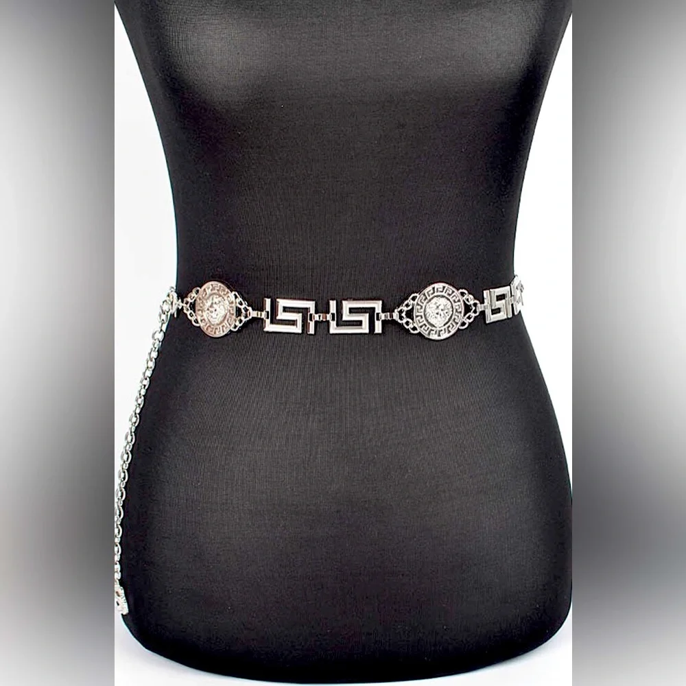The Royal Metallic Metal Disk Chain Statement Belt